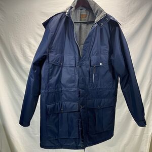 Boulder Creek Navy Blue Winter Parka Coat Fleece Lined Utility Jacket Tall L